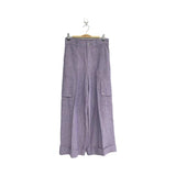 Colored linen 100% lady's casual pants&multi-pocket cargo pants